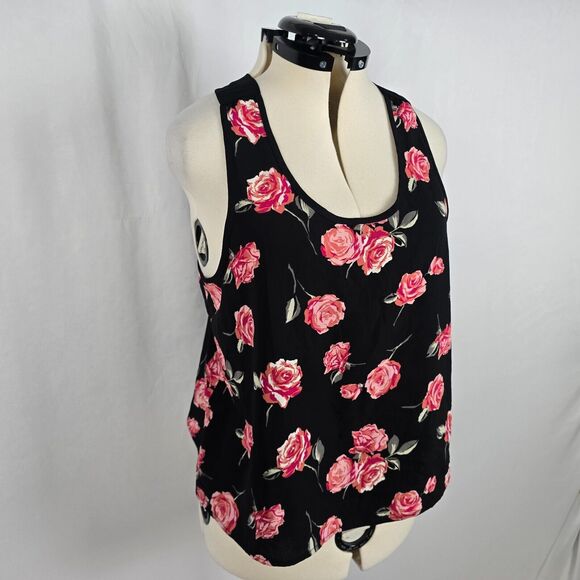 Xhiliration Swing Tank Women's XXL Black Pink Floral Scoop Neck Sleevelese NWT - Picture 16 of 16